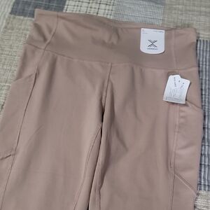 Xersion L High-Rise Crop Leggings in Taupe/Tan